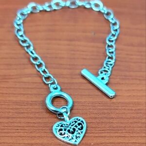 Elegant Silver Heart Charm Bracelet